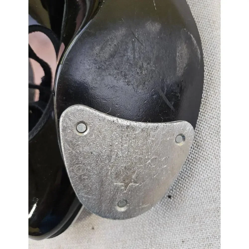 Vintage Capezio Tap Shoes Mary Jane Black Patent‎ Finish Dancewear 3800 Kids 3.5